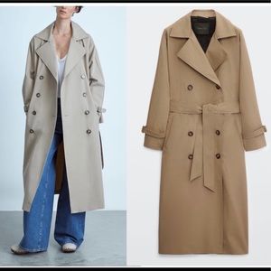 Massimo Dutti belted Double- Breasted trench coat in camel size XS